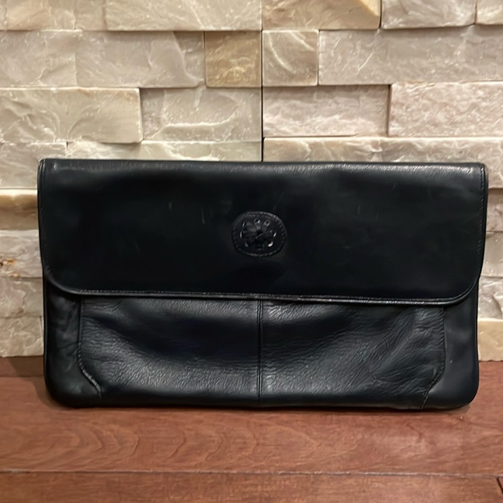 Black vintage leather clutch